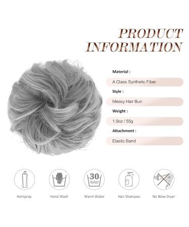 Fine Hair Parts with Rubber Band | Dutt Hair Tie & Curly Hair Extensions for Women | Black Mix Gray Tips - 38g - Buy Online on GoSupps.com