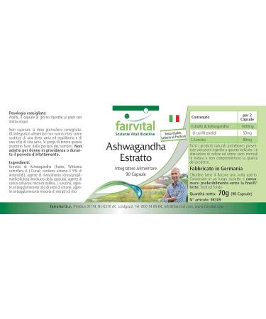 Fairvital | Ashwagandha Extract - extra strong - with 1000mg of Ashwagandha per daily dose - Indian Ginseng - VEGAN - 90 capsules - Buy Online on GoSupps.com