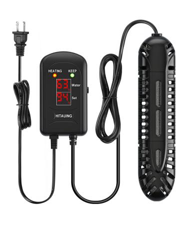 Hitauing aquarium heating 100W aquarium Heizstabr with LED digital display & 5 safety protection dipable aquarium heater with 2 suction cups and 5.9ft cable for 10-20 gallon fish pools.100 Watt Aquarium Heater