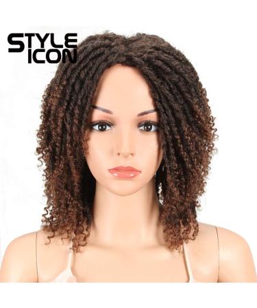 Style Icon 6 Short Dreadlock Wig Twist Wigs for Black Women Short Curly Synthetic Wigs (6  T1B/30) 6 Inch (Pack of 1) T1B/30