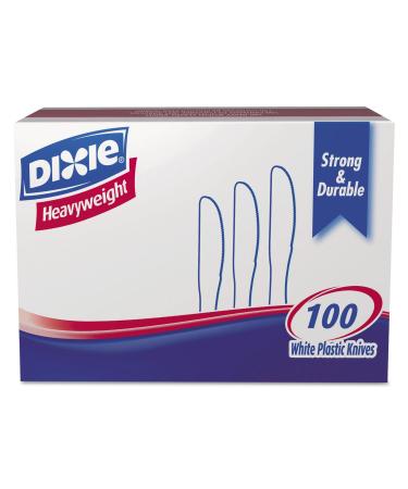 Dixie KH207 Plastic Cutlery, Heavyweight Knives, White, 100/Box