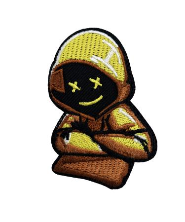 Wikineon Iron On Embroidered Patch, Yellow Hoodie Alien Boy Applique Patch - Punk Cool Embroidered Badge Iron On/Sew On DIY Clothing Accessories, Perfect for Jackets Clothes Hats Jeans Bag