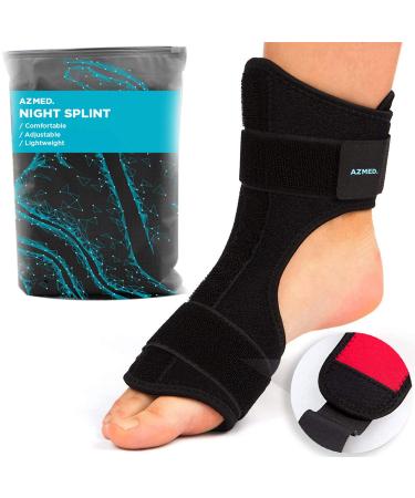 AZMED 2020 Plantar Fasciitis Night Splint Lightweight & Breathable, Adjustable Foot Drop Brace, Heel, Ankle & Achilles Tendonitis Relief, Arch Pain Support, Easy to Wear, Fits Most Feet Types, Black