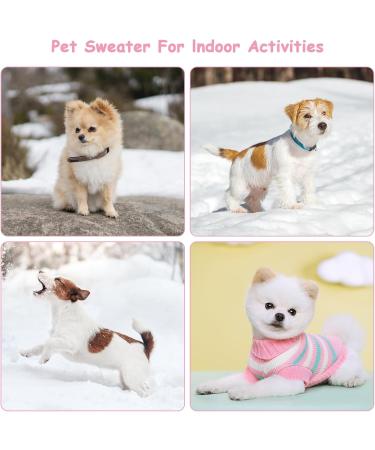 Lynine Pink Knitted Dog Sweater Warm & Soft Striped Winter Sweater for Small Dogs & Cats (L) - Buy Online on GoSupps.com