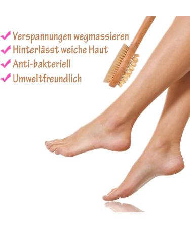 Attaga Back Brush with Massage Function - Ergonomic Long Wooden Bathing Brush for Dry Skin & Exfoliation - Buy Online on GoSupps.com