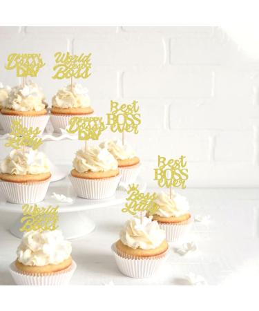 Keaziu 36PCS Happy Boss's Day Cupcake Toppers Boss Lady Women Gentleman Office Decoration Happy Boss Day Party Decorations Boss Day Decorations Birthday Party Decorations Supplies Gold - Buy Online on GoSupps.com