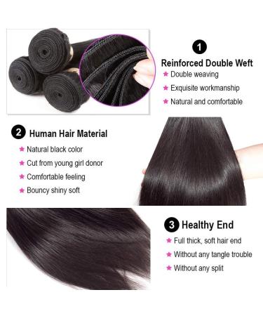 14-16-18 Inch Brazilian Virgin Human Hair Bundles - Unprocessed Straight Weave for Black Women - Buy Online on GoSupps.com
