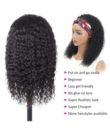 Eooma 10A Brazilian Kinky Curly Headband Wig 16 Inch - Natural Black Remy Hair for Black Women - Buy Online on GoSupps.com