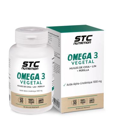 STC NUTRITION - Omega 3 VEGETAL - Food Supplement with Vegetable Oils - Flax, Chia & Perilla - Source of Essential Vegetable Fatty Acids - Cardiovascular Function Support - Cure 30d