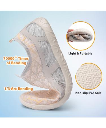 LeIsfIt Unisex Water Shoes - Quick-Dry Aqua Socks for Beach, Pool, Surf - Beige - Size 8-9 Women/6.5-7 Men - Buy Online on GoSupps.com