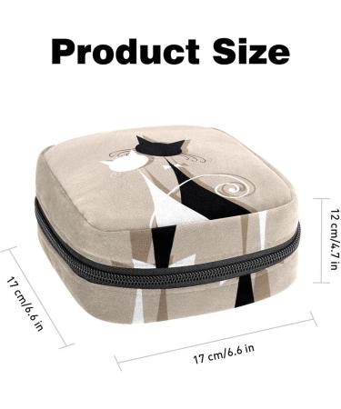 Napkin Storage Bag for Couples & Cats | Black & White Silhouette | Portable Menstrual Bag with Zipper for Teens & Women - Buy Online on GoSupps.com