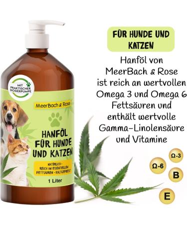Liter Hemp Oil for Animals - Premium Hemp Oil for Dogs & Cats BARF Oil for Dogs Natural Fish Oil Supplement - Buy Online on GoSupps.com