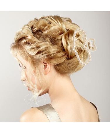 5Pcs Non-Slip Pearl Hair Clips for Women - Strong Plastic Hair Claw Clips for Thick & Fine Hair - Buy Online on GoSupps.com