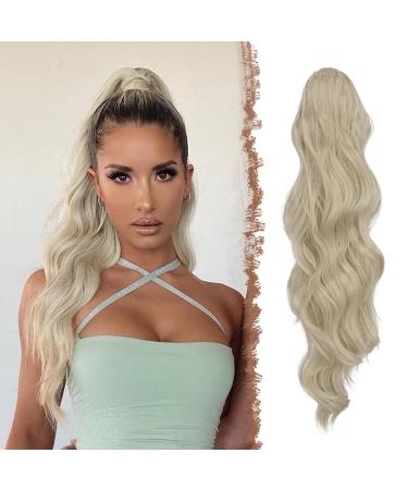 Feshfen ponytail hair part hair extension with cord strain ponytail extension synthetic wavy curly curly curve ponytail extension for women ashblond 60cm 60 cm ashblond - Buy Online on GoSupps.com