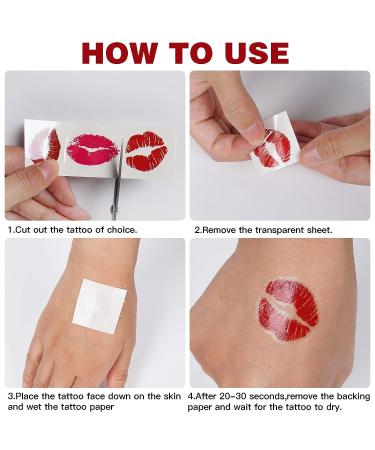 Red Lips Temporary Tattoo Stickers - 55 Sheets (145Pcs) | Self-Adhesive & Water-Proof | Perfect for Valentine's Day Decor | Ideal for Women & Girls - Buy Online on GoSupps.com