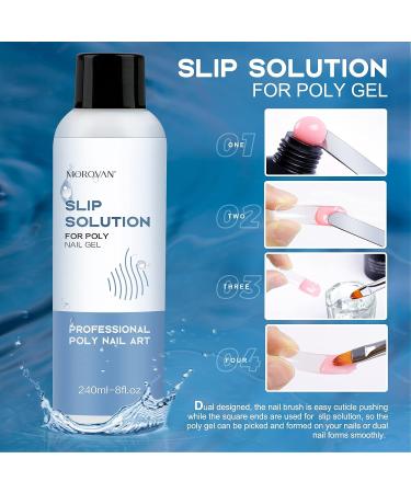 Morovan Slip Solution Poly Gel 8oz - Easy DIY Nail Extension Gel with Anti-Stick Brush - Clear and Convenient Gel Solution at Home - Buy Online on GoSupps.com