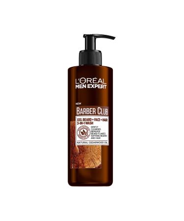 L'Oreal Men Expert 3-in-1 Beard Hair & Face Wash Deeply Cleanses and Removes Beard Flakes With Cedarwood Essential Oil Barber Club 200ml