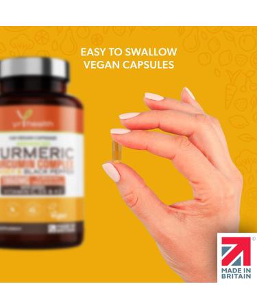 Premium Turmeric Capsules 1860mg with Black Pepper, Ginger, Vitamins C & D - 120 Vegan Capsules for Immune Support & Joint Health - Made in UK - Buy Online on GoSupps.com