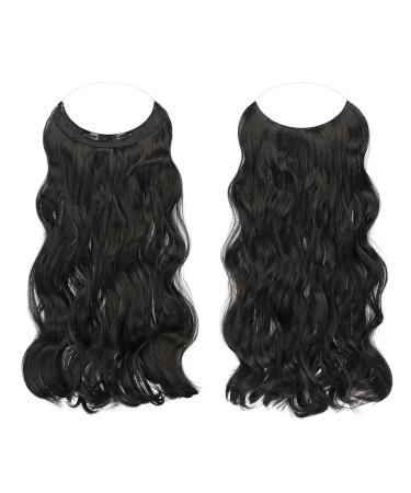 Invisible Hair Extensions - Feshfen Adjustable Darkest Brown Curly Hair with Wire - 45cm Secrets for Women - Buy Online on GoSupps.com