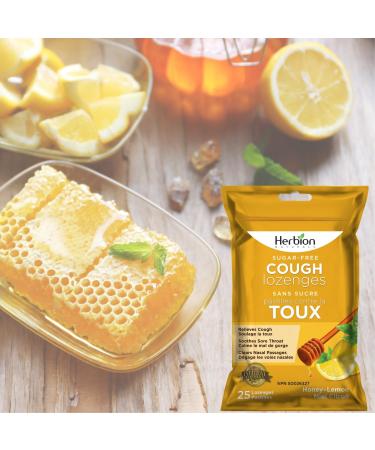 HERBION Honey Lemon Cough Lozenges - Soothing Relief for Cough & Throat | 25 CT | International Shipping Available - Buy Online on GoSupps.com