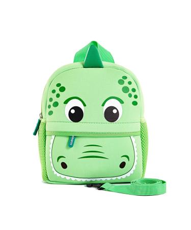 Preschool Toddler Backpack with Leash, 3D Cute Cartoon Neoprene Animal Schoolbag for Kids Boys Girls(Green Dinosaur)