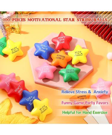 HyDren 100-Piece Motivational Star Stress Balls - Colorful Foam Ball with Quotes for Anxiety Relief & Hand Exercise - Ideal for Parties, School Carnivals & Rewards - Buy Online on GoSupps.com