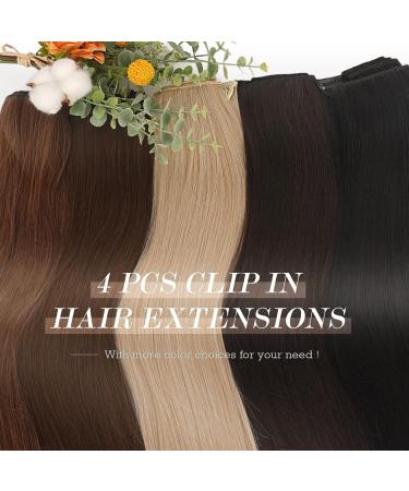 Feshfen Clip-In Extensions - 4PCS Synthetic Hair Extensions 50cm Smooth Long Black Hair for Women - Buy Online on GoSupps.com