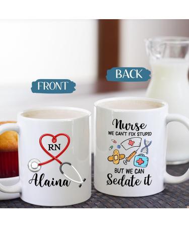 Custom RN Stethoscope Mugs - Personalized Nurse Gifts - 11oz & 15oz White Ceramic Coffee Cups for Medical Assistants - Buy Online on GoSupps.com