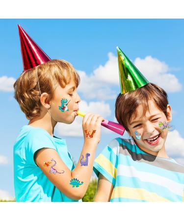 Qpout 30 Sheets Boys Temporary Tattoos - Dinosaur, Car, Outer Space Designs | Waterproof Fake Tattoo Stickers for Boys | Birthday Party Gifts and Decorations - Buy Online on GoSupps.com