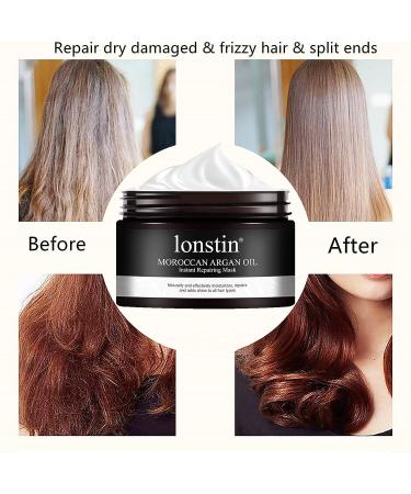 Lonstin Argan Oil Hair Treatment Mask - Deep Conditioning Keratin Treatment for Dry, Damaged Hair - Anti-Frizz, Split Ends, Hydrating Repair Mask for Men and Women - 10.14 fl oz - Buy Online on GoSupps.com