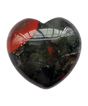 Manekieko Natural African Bloodstone Palm Worry Carved Heart Love Stone 40mm Crystals and Healing Stones