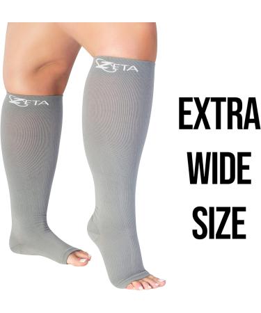 Buy Zeta Wear Compression Stockings for Thick Calves - Comfortable Support Open Toe Grey 3XL for Women - Reduce Swelling & Enhance Comfort - Buy Online on GoSupps.com