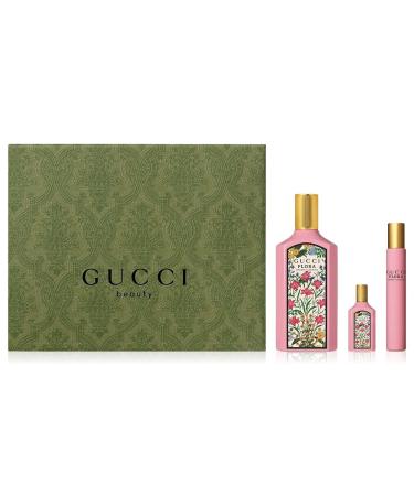 Gucci Flora Gorgeous Gardenia 3 Piece Set Eau de Parfum for Women (3.3 fl. oz + 0.33 fl. oz. + 0.17 fl. oz.)
