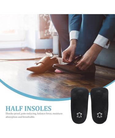 Doitool Leather Half Shoe Insoles - Orthopedic Foot Cushions for Heel Pain & Flat Feet - 18cm Black (Size 41-42) - Alleviate Plantar Fasciitis & Heel Spurs - Buy Online on GoSupps.com