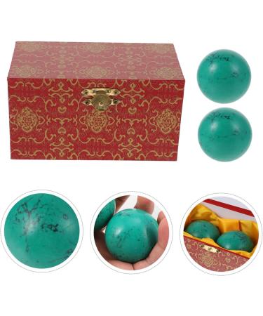 Buy Tovinanna 2st Turker Handball Balls - Chinese Massage Turquoise Gift Balls | Green Gemstone Fitness & Relaxation Baoding Wooden - Buy Online on GoSupps.com