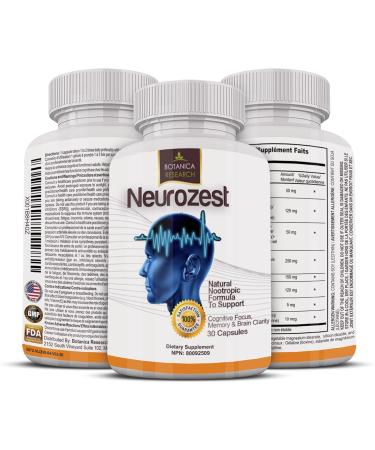 Neuro Zest - Premium Blend Brain Supplement and Nootropic Vitamin Formula to Support Plasticity Boost Healthy Focus and Concentration Levels Brain Function Enhancement Booster and Alpha Cognitive Peformance Factors. Physician-Formulated To Combat Brain Fo - Buy Online on GoSupps.com