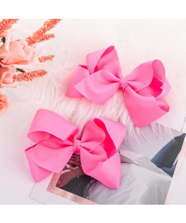 Sibba Ribbon Hair Bows Clips Barrettes 2 Pieces 6 Inch Vintage Big Ponytail Holder Cheerleading Hairpin Valentines Day Decorative Hairbows Styling Accessories for Girl Toddler Infant (Bright Pink) - Buy Online on GoSupps.com