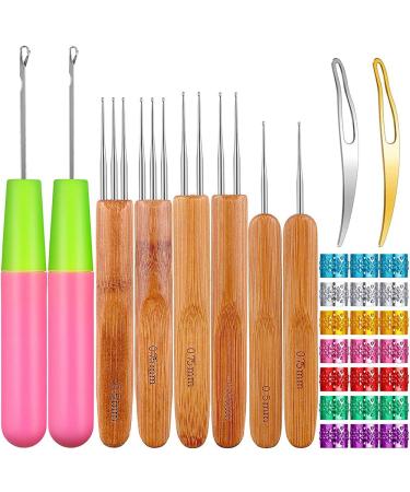 Bakemoro 31Pc Crochet Needle Locking Tool Set Dreadlocks Needles Hair Bent Tools with Dreadlocks Hair Ring