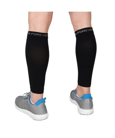 Run Forever Calf Compression Sleeves For Men And Women - Leg Compression Sleeve - Calf Brace For Running, Cycling, Travel Black Medium