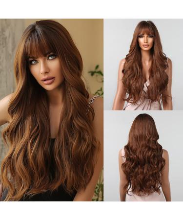 Shop Long Ombr Brown Curly Wigs for Black Women | Synthetic Curly & Ponytail Cosplay Wig | Naturally Looking Wavy Hair - Buy Online on GoSupps.com