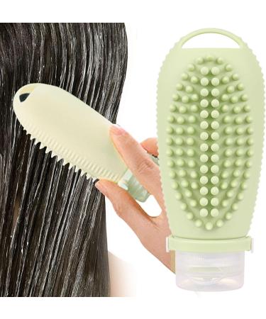 Oshhni 2 in 1 Hair Shampoo Brush & Travel Bottle - 100ml Cleaning Brush - Creative Green Gifts for Hair Care - Buy Online on GoSupps.com