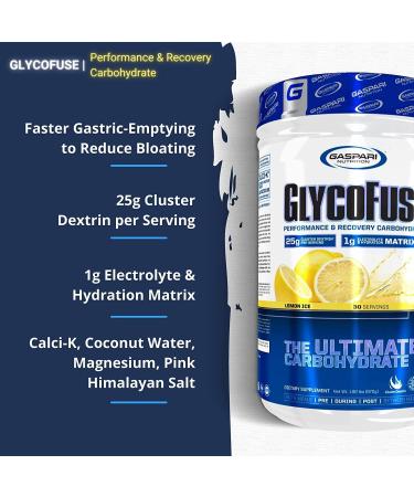Gaspari Nutrition Glycofuse: Performance and Recovery Carbohydrate 25g Cluster Dextrin and 1g Electrolyte and Hydration Matrix (30 Servings Unflavored) Unflavored 1.92 Pound (Pack of 1) - Buy Online on GoSupps.com