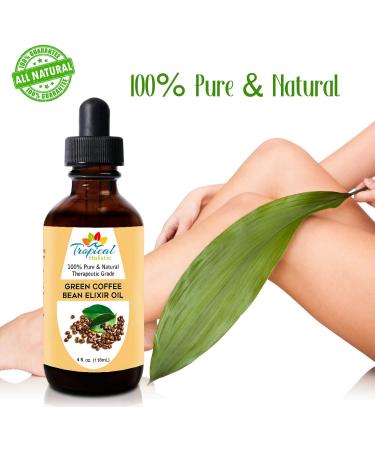 Green Coffee Bean Elixir Oil 4 oz - 100% Pure Unrefined Total Body Massage Oil for Cellulite, Weight Loss, and Firmer Skin - Buy Online on GoSupps.com