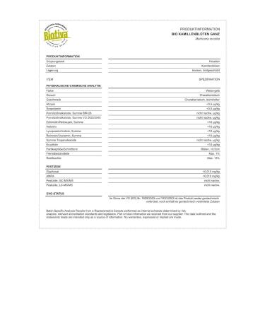 Biotiva Organic Chamomile Flowers Tea 250g - EU Cultivation Highest Quality - Herbal Tea Bottled in Germany (DE- KO-005) - Buy Online on GoSupps.com