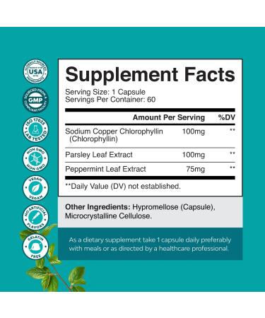 Chlorophyll Capsules for Cleanse and Detox Support - Internal Deodorant Pills for Body Odor with Mint & Parsley Extract Healthy Skin Immunity & Digestive Support - Vegan Non-GMO & Gluten Free (60ct) Capsules 60 Count (Pack  - Buy Online on GoSupps.com