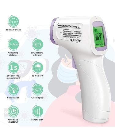 Touchless Forehead Thermometer for Adults & Kids - Digital Infrared, Fever Alarm, Memory Function, Purple - Buy Online on GoSupps.com