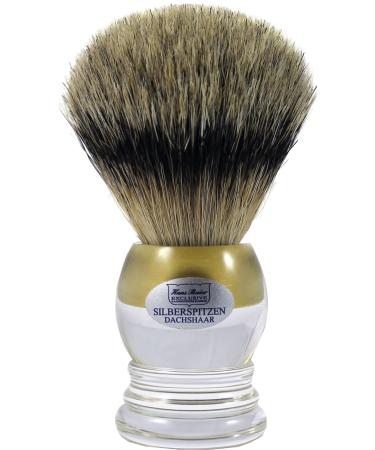 Hans Baier Exclusive Shaving Brush Acrylic Clear - Size 2 Gold Stripes