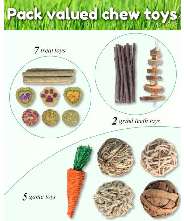 Pweituoet Rabbit Toys for Small Animals - 100% Natural Handmade Chew Treats for Bunny, Hamster, Guinea Pig, Chinchilla, Rat | Variety of 14 Types - Buy Online on GoSupps.com