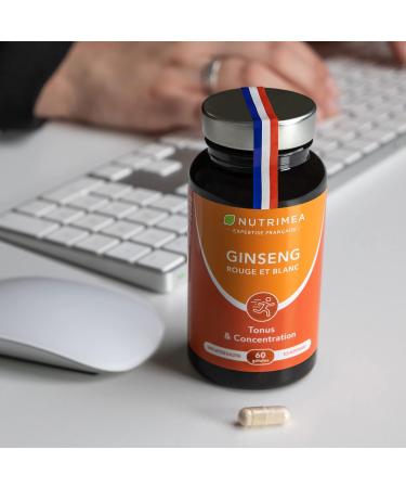 Red and White Ginseng - 100% Natural - Extraction Ratio 10:1 - Dosed at 15% Ginsenosides - Reduce Fatigue - Helps Concentrate - 60 Capsules - Nutrimea - Buy Online on GoSupps.com