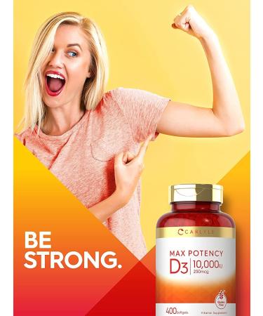 Carlyle Max Potency Vitamin D 10000 IU - 400 Softgels | Boost Immunity & Bone Health - Buy Online on GoSupps.com